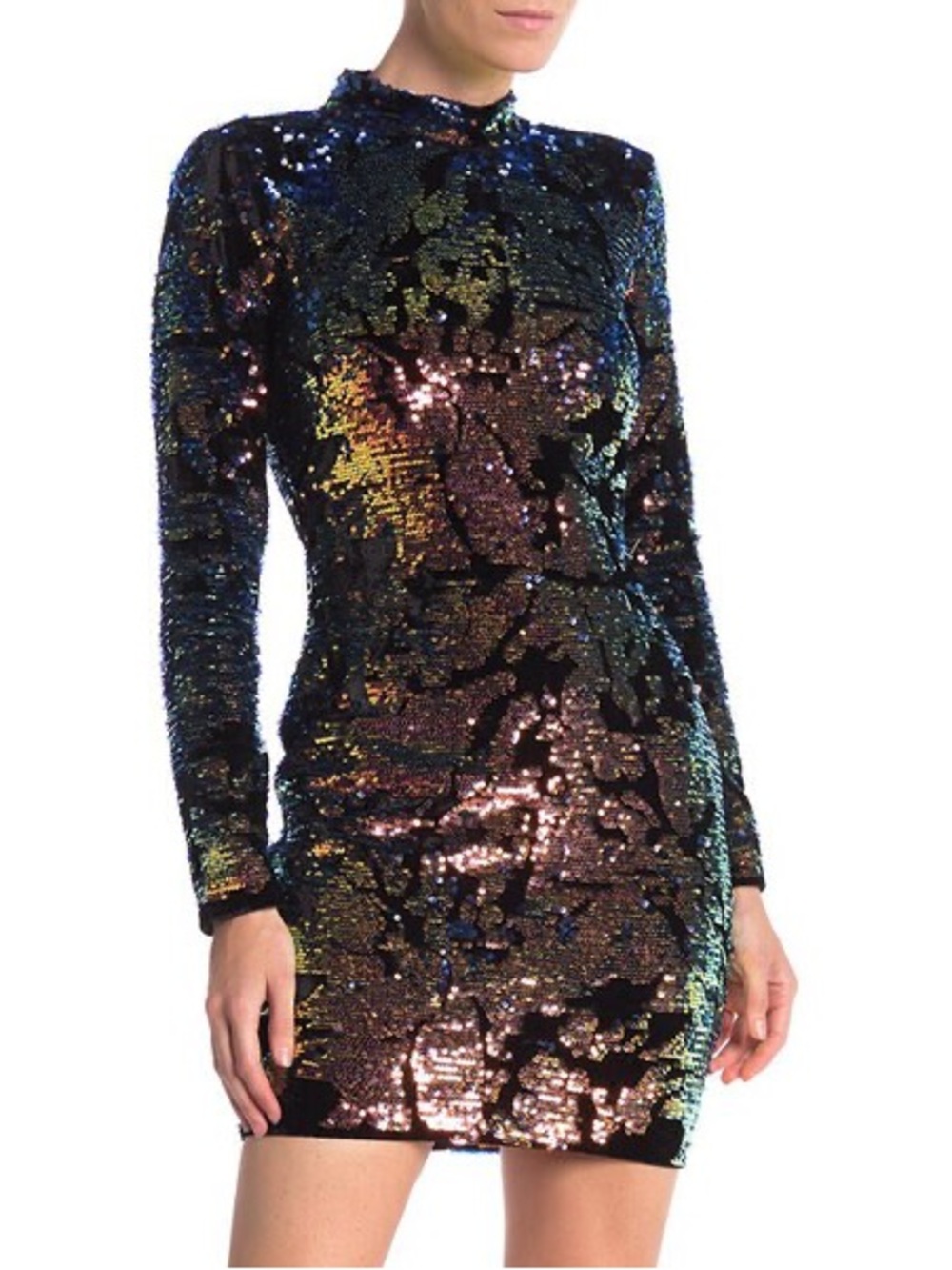 Alexia Admor Mock Neck Sequins Dress